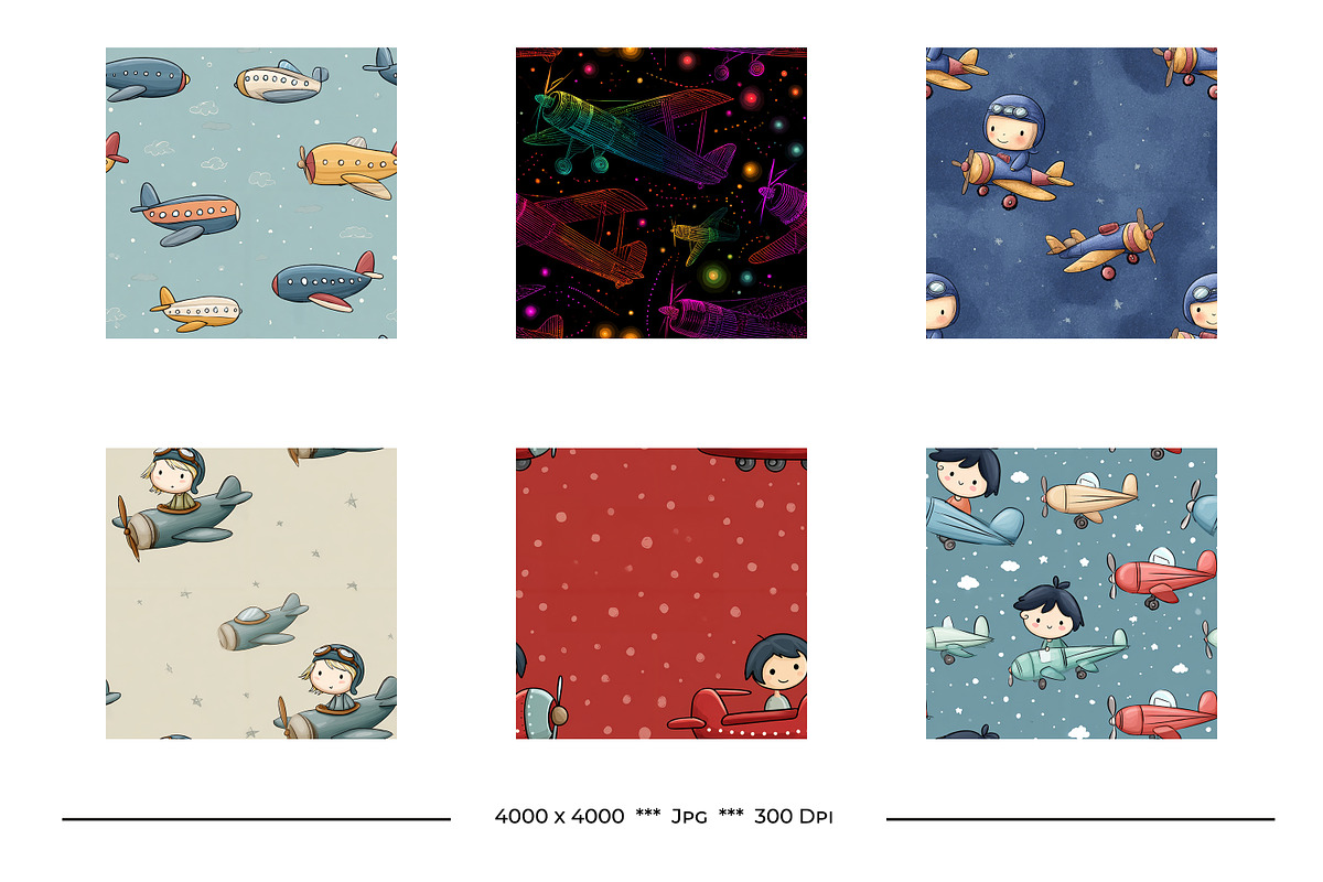 Toy Airplane Retro Art Style Pattern, a Pattern Graphic by karenfoleyphoto (Photo 2 of 9)