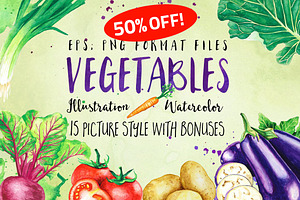 Vegetables Watercolor Illustration