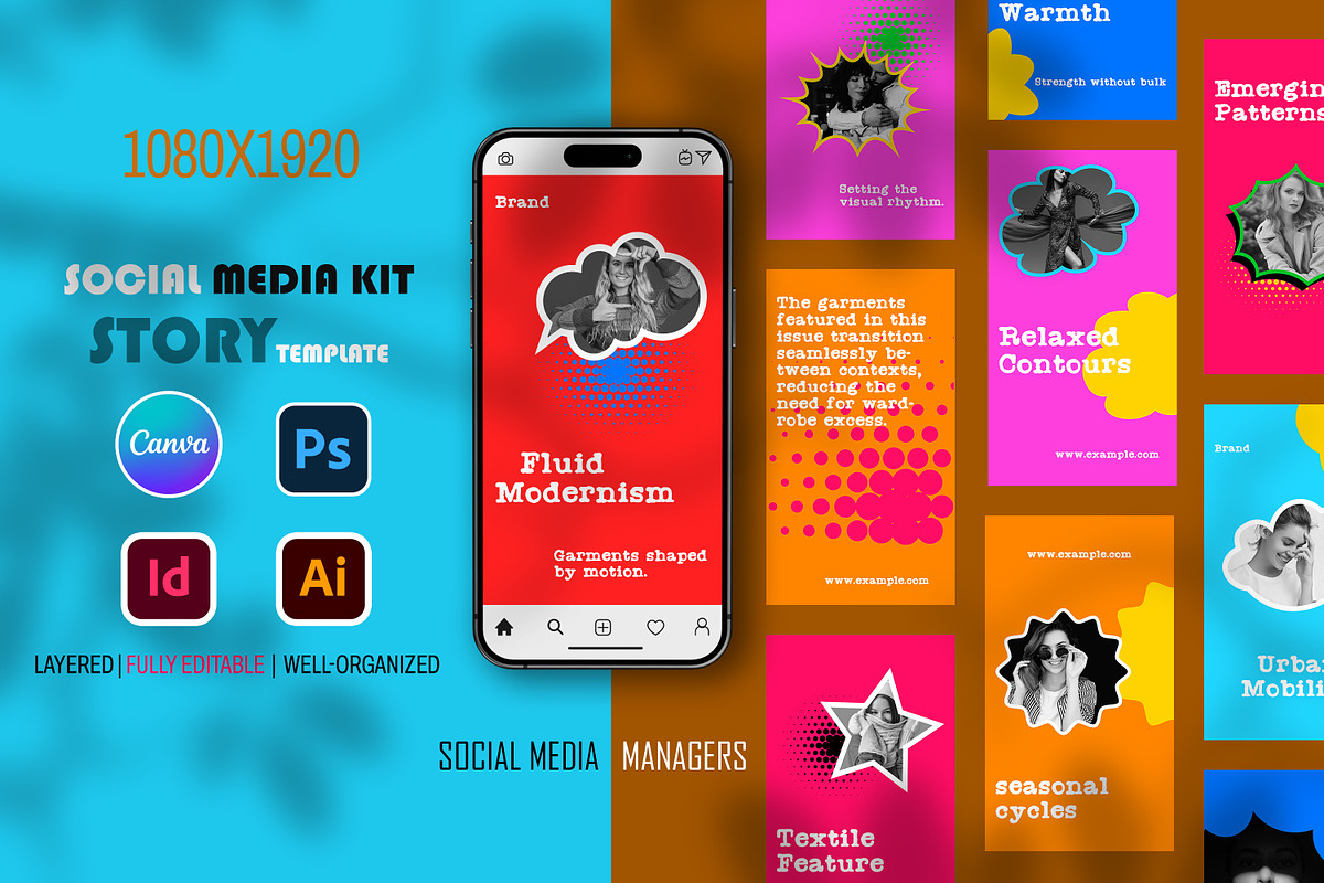 Retro Social Media story Kit, a Social Media Template by Artisan Vibes (Photo 1 of 7)