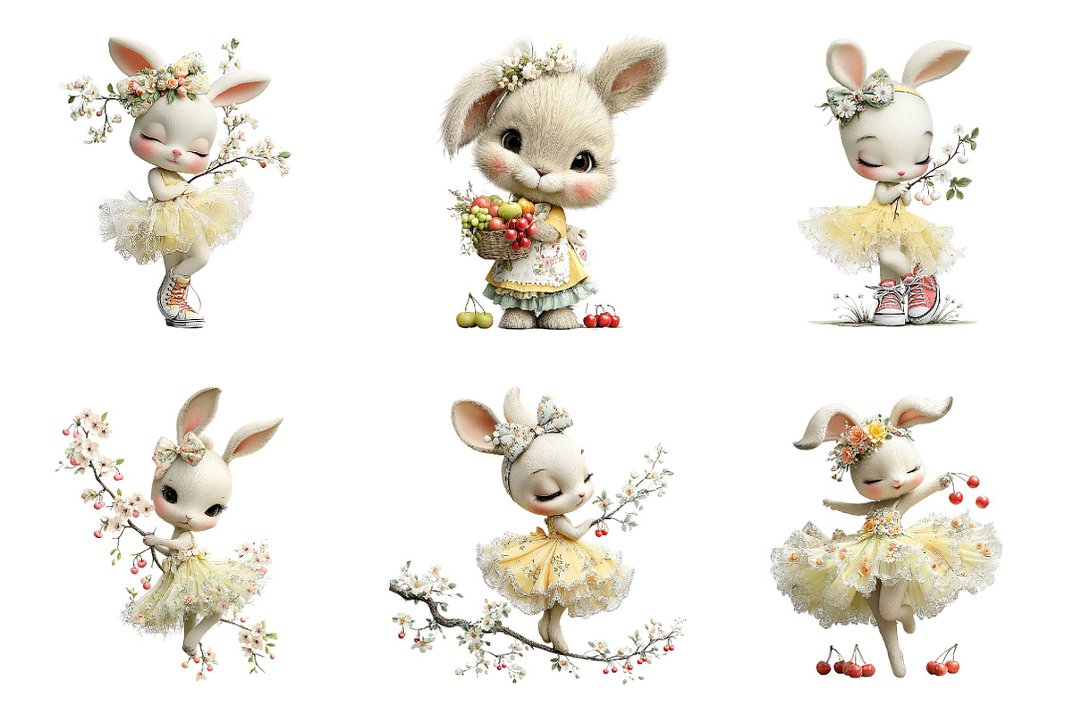 Whimsical Summer Bunny Fruits PNG, an Illustration by SinaCreation (Photo 2 of 7)