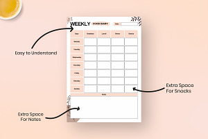 Printable Weekly Food, Food Diary