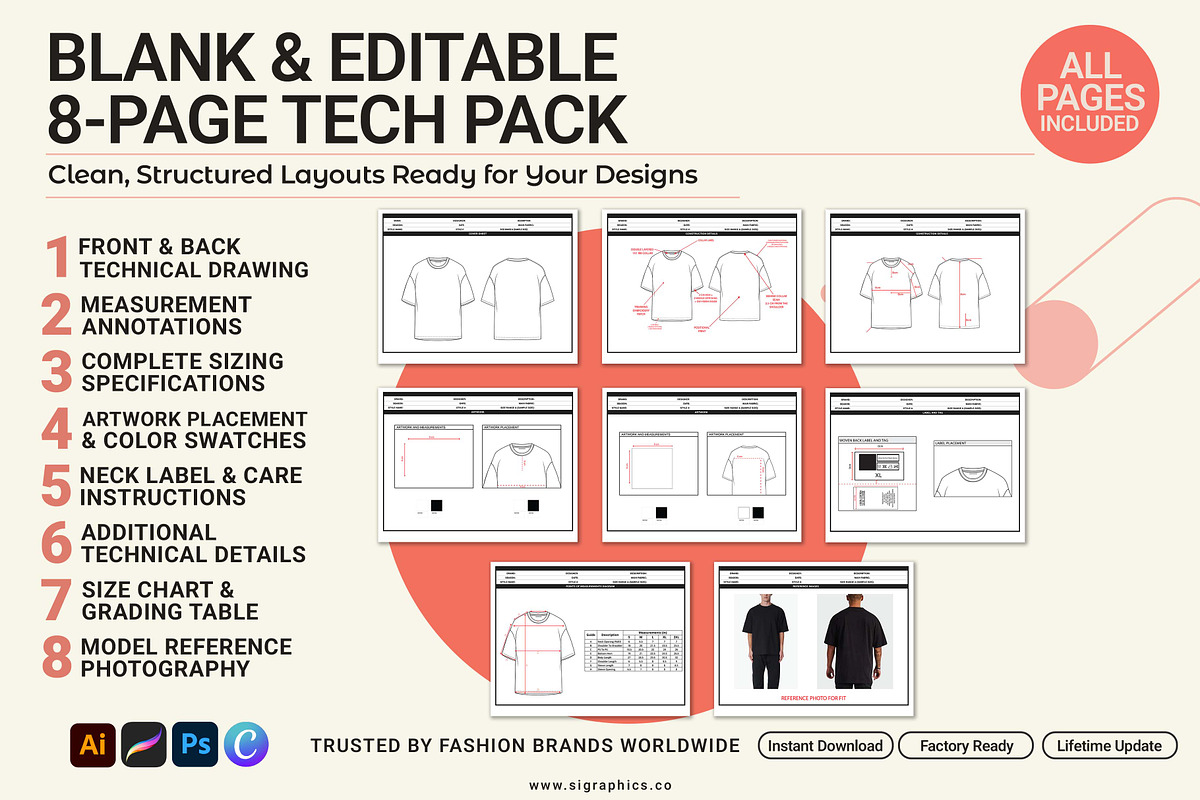 Boxy Oversized T-shirt Tech Pack, a Graphic by S.i. Graphics (Photo 2 of 4)