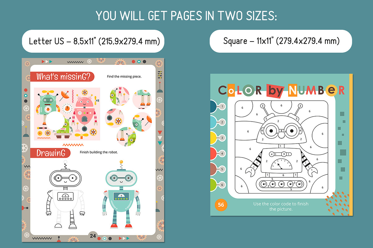Activities for kids Robots pages, an Education Illustration by Nursery Art (Photo 2 of 8)