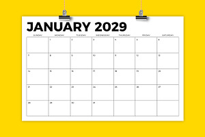 2029 11 x 17 Inch Calendar Template, a Stationery Template by Running With Foxes