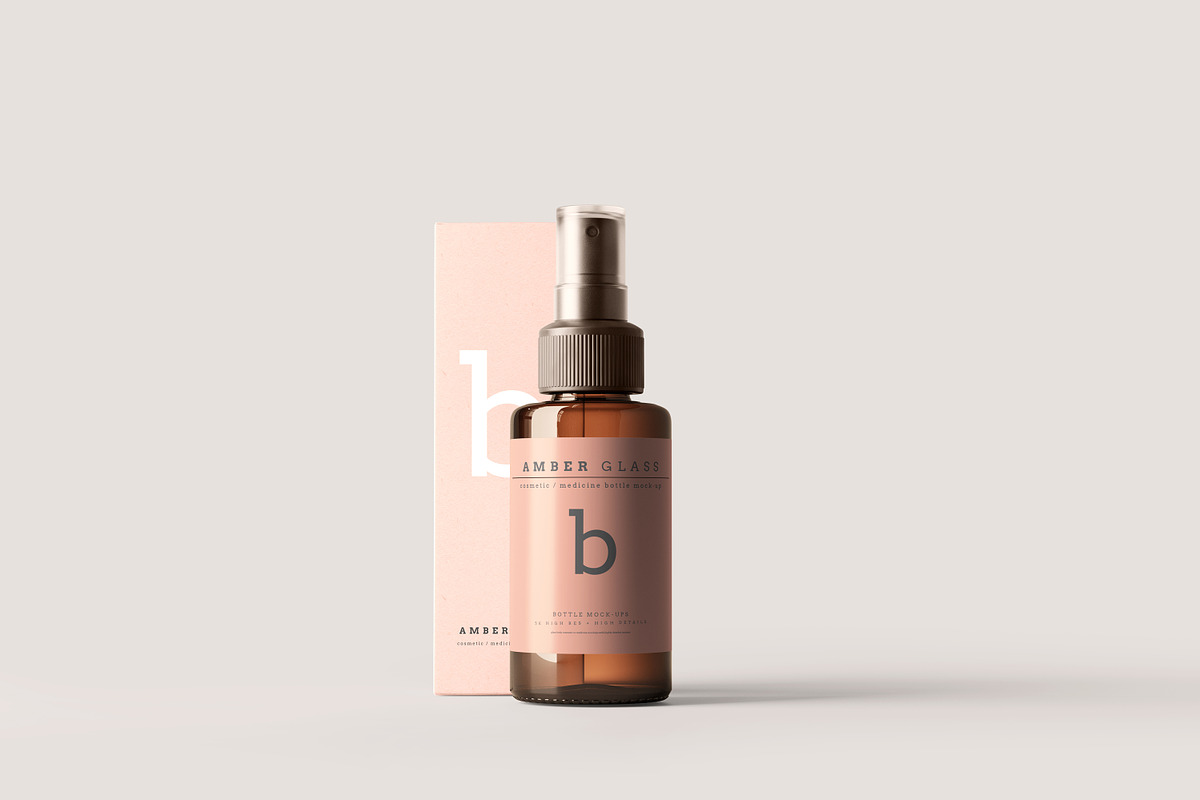 Amber Glass Spray Bottles Mockups, a Cups & Container Mockup by pmvch (Photo 5 of 20)