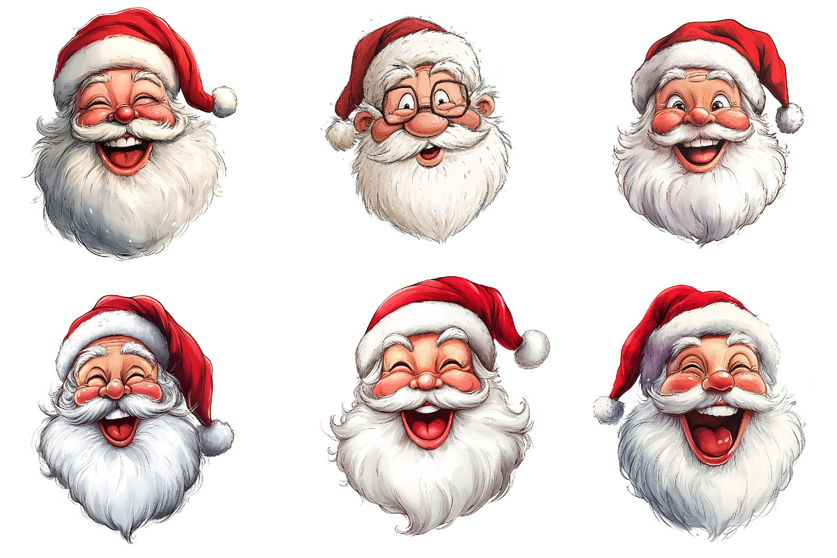 cozy santa claus face clipart, an Illustration by CreationArt (Photo 2 of 4)