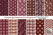 Burgundy Distressed Cottagecore, a Pattern Graphic by Fine Purple Elephant (Thumbnail 1 of 5)