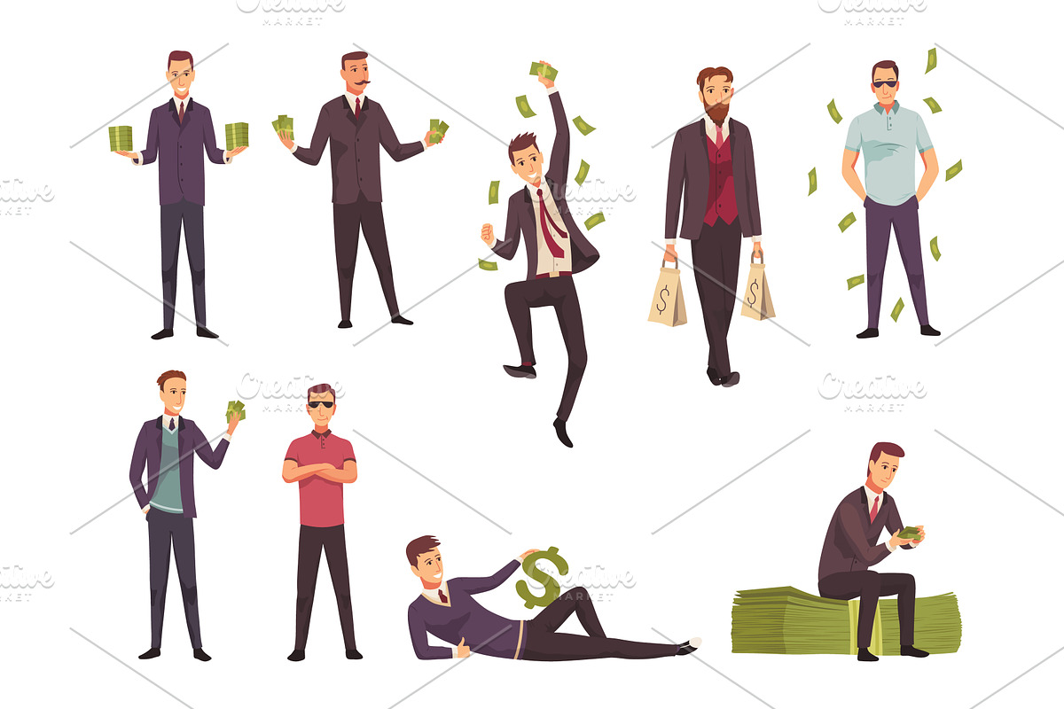 Rich people flat cartoon comic, an Object Illustration by Things for designers