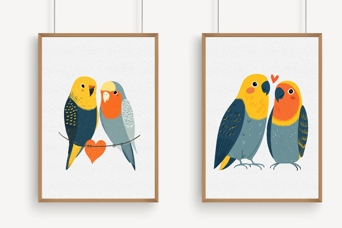 Lovebird Valentine Couple Clipart PN, an Illustration by Libby Wishes (Photo 3 of 7)