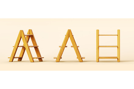 3d wooden stepladder front, side, a Furniture 3D Model by Marozhkastudio