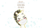 Animals wear mask cliparts, an Animal Illustration by TheHappyGiftArt (Thumbnail 2 of 6)