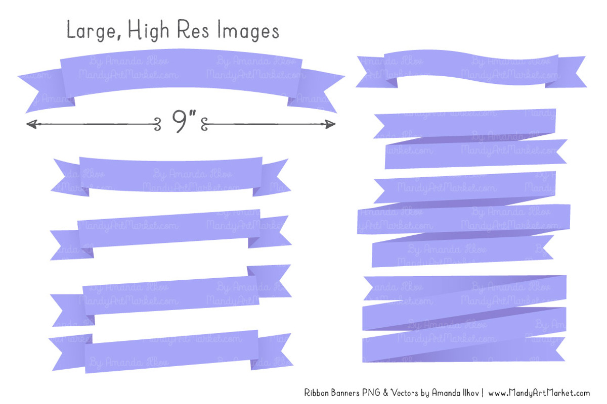 Periwinkle Ribbon Banner Clipart, an Illustration by Amanda Ilkov (Photo 3 of 4)
