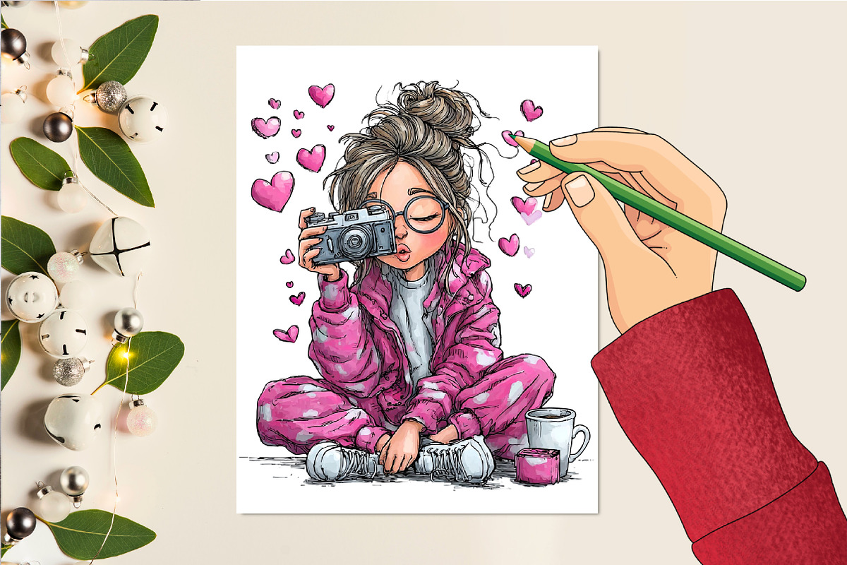 Whimsical Valentine’s Day Cute Girl, an Illustration by DreamCafeArt (Photo 6 of 6)