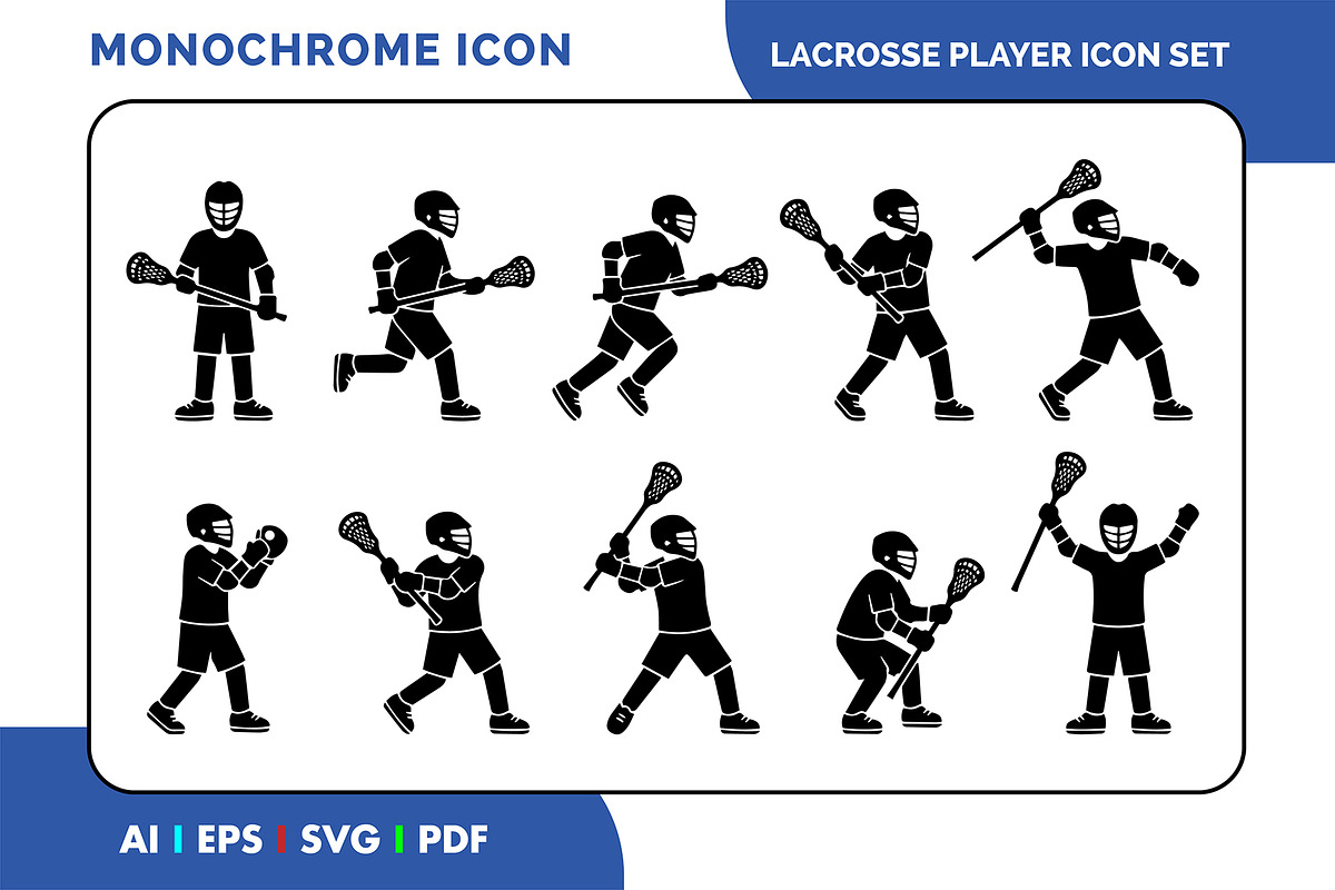 Lacrosse Player Icon Set Simple, a Solid Icon by Fontmine Studio (Photo 1 of 3)