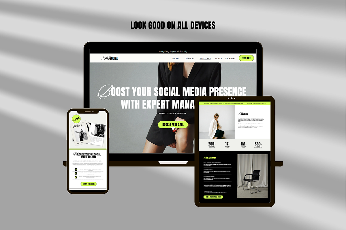 Bold Website Template Canva, a Landing Page Template by Row Creative (Photo 8 of 9)