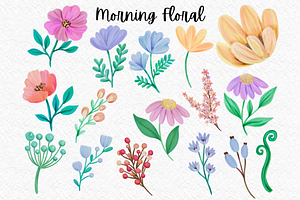 Morning Floral Elements Clipart