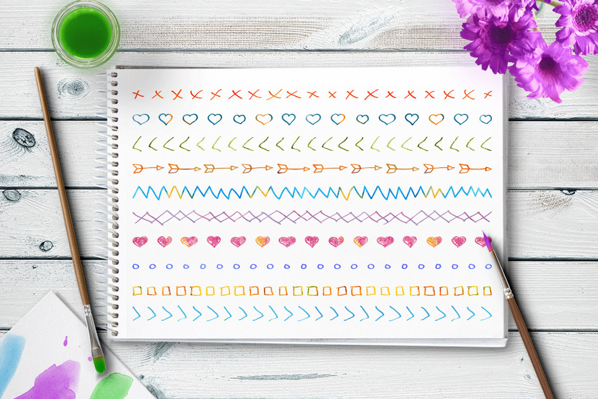 18 Watercolor Doodle Lines #2, an Illustration by The Digital Download Shop (Photo 2 of 3)