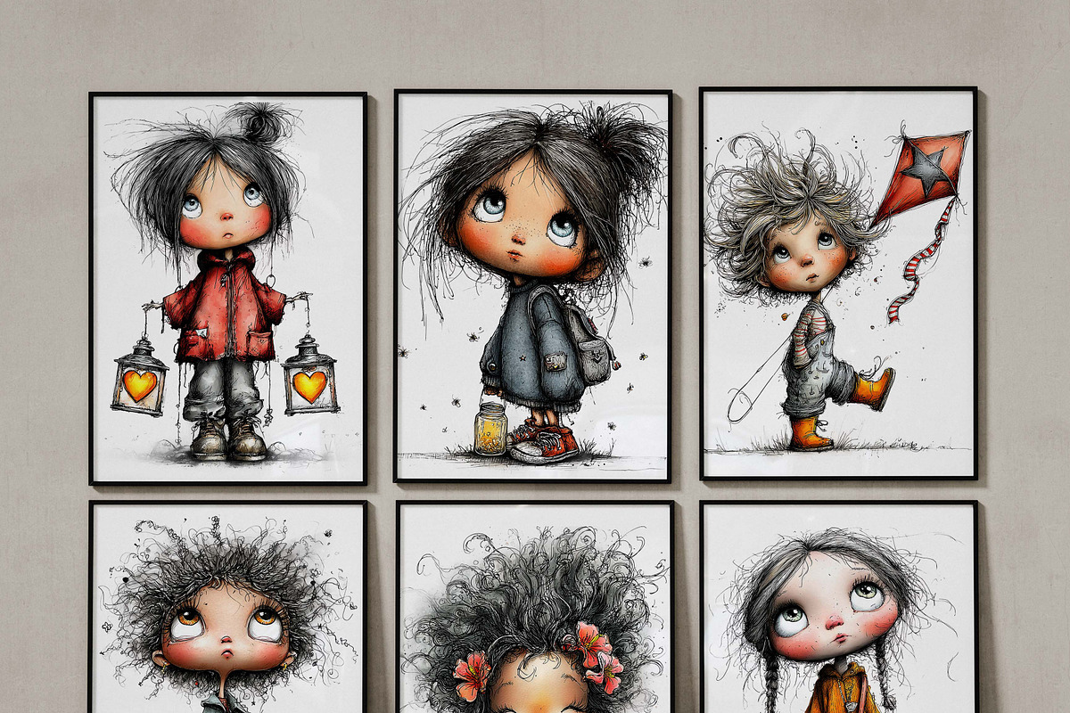 Cute Valentine Girls & Sweet Animals, an Illustration by one-touch (Photo 6 of 9)