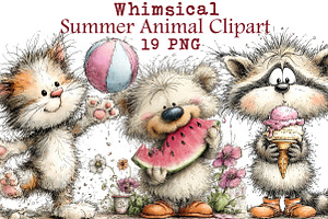 Whimsical Summer Animal Clipart, an Illustration by Libby Wishes