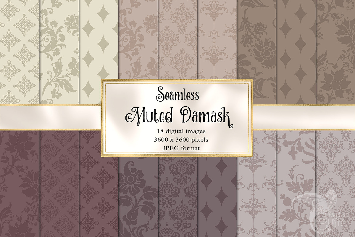 Muted Damask Digital Paper, a Texture Graphic by Digital Curio (Photo 1 of 3)