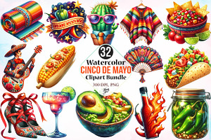 Watercolor Cinco De Mayo Clipart PNG, an Illustration by Canvas Craft