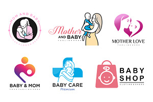 set of mother and baby logo design, a Branding & Logo Template by meledak agency