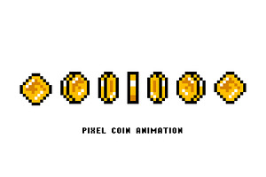 Animation of coins. Pixel art, a Finance Illustration by Arthur Balitskiy