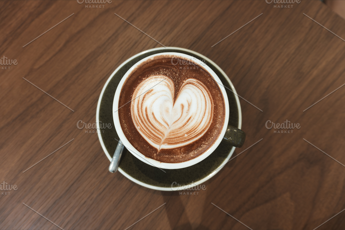 Cozy Cafe Styled Stock: Heart Latte, a Food & Drink Photo by AMMi (Photo 6 of 6)