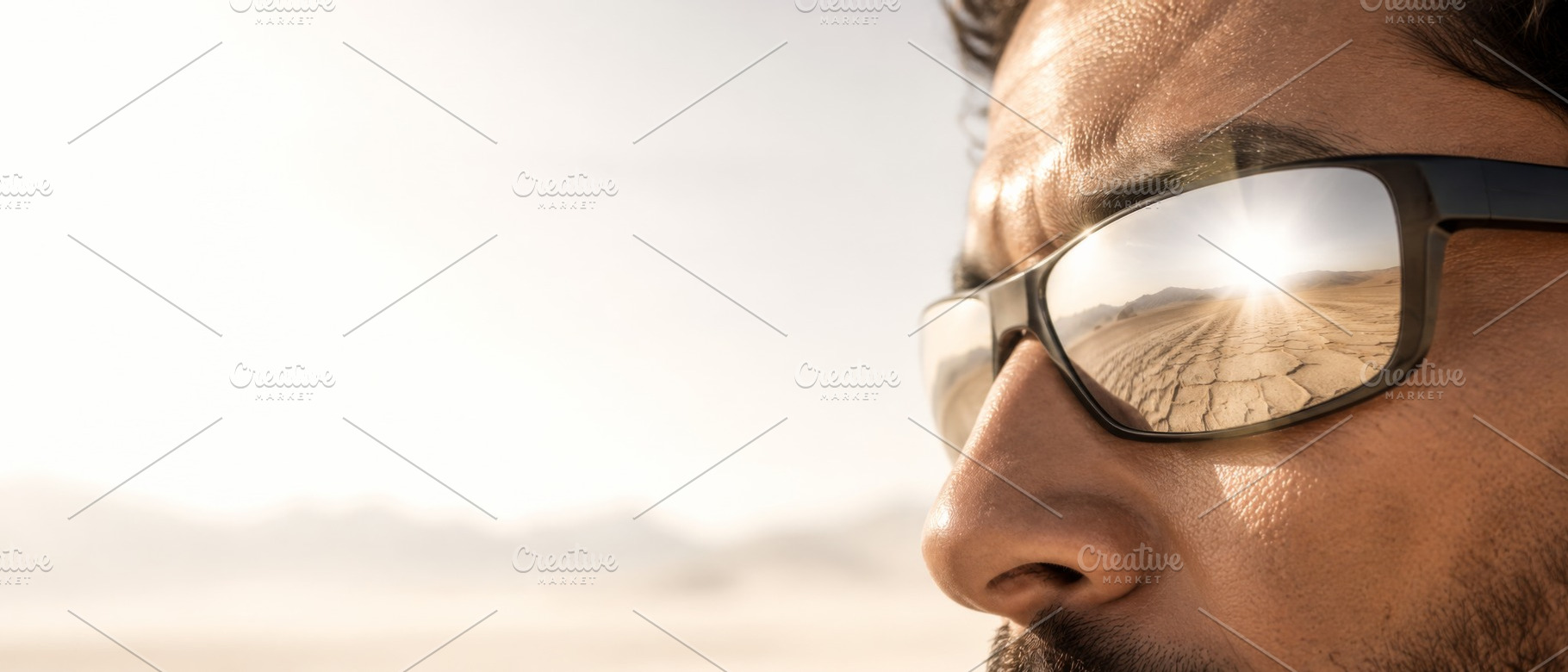 Reflection of dry desert in sunglass, a Photo by Dvoevnore photos