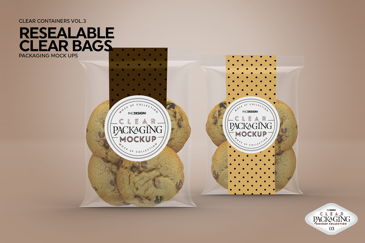 Clear Resealable Bags Mockup, a Cups & Container Mockup by INCDesign (Photo 5 of 8)