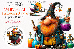 Halloween Gnome Clipart, a Seasonal Illustration by fashionaddict