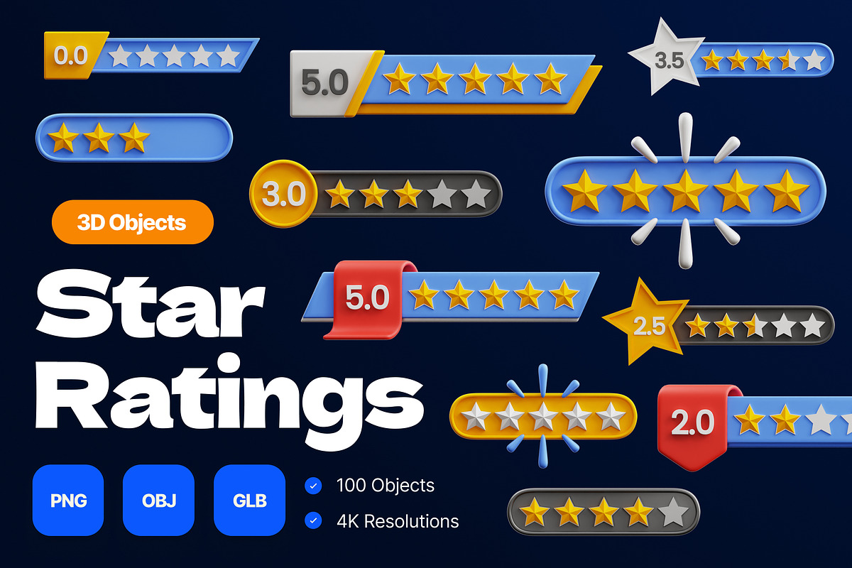 3D Star Ratings, an Object 3D Model by Rakata Studio (Photo 1 of 3)