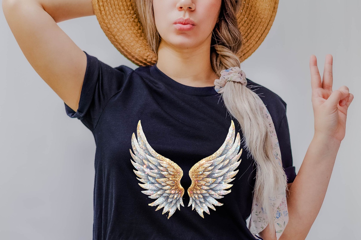 Glitter Angel Wings Sublimation Clip, an Illustration by SVGArt (Photo 7 of 8)