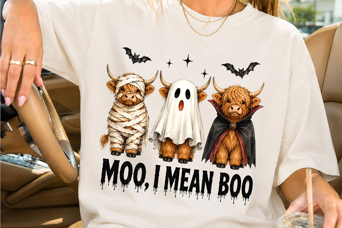 Cute Highland Cow Halloween Costumes, a Seasonal Illustration by Creative Art (Photo 2 of 3)