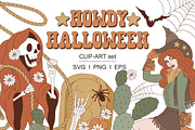 Western Howdy Halloween clipart set, an Object Graphic by @olga.angelloz (Thumbnail 1 of 2)