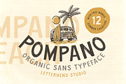 Pompano - Organic Sans (Free Logos!), a Sans Serif Font by Letterhend Studio (Thumbnail 1 of 9)