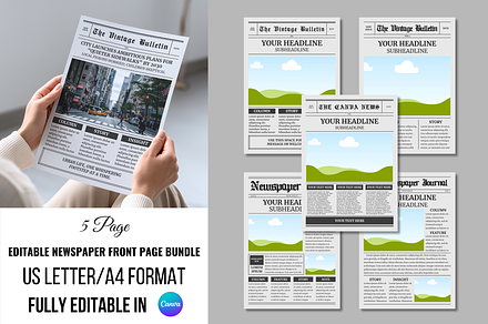 Front Page Newspaper template bundle, a Magazine Template by ZoloDesignHub