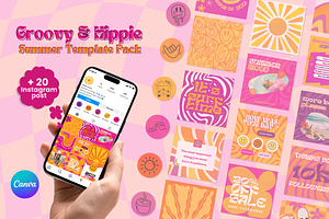 Groovy Summer Instagram Templates, a Social Media Template by Estefidigital