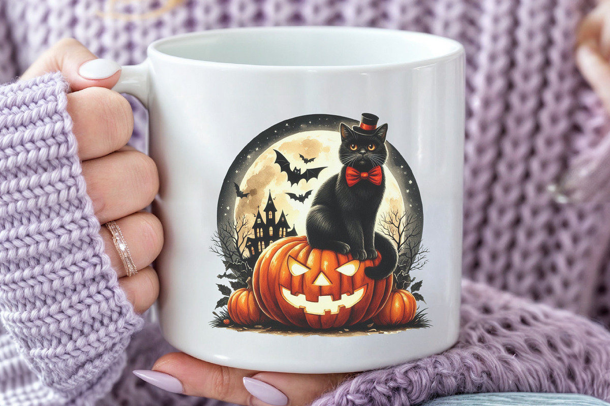 Halloween Black Cat Clipart Bundle, a Seasonal Illustration by Rose Art (Photo 5 of 6)
