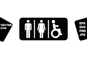 Restroom symbol man woman & disabled