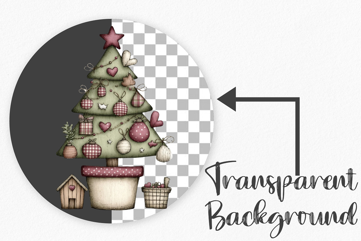 Watercolor Christmas Tree Clipart, an Illustration by Canvas Craft (Photo 2 of 7)