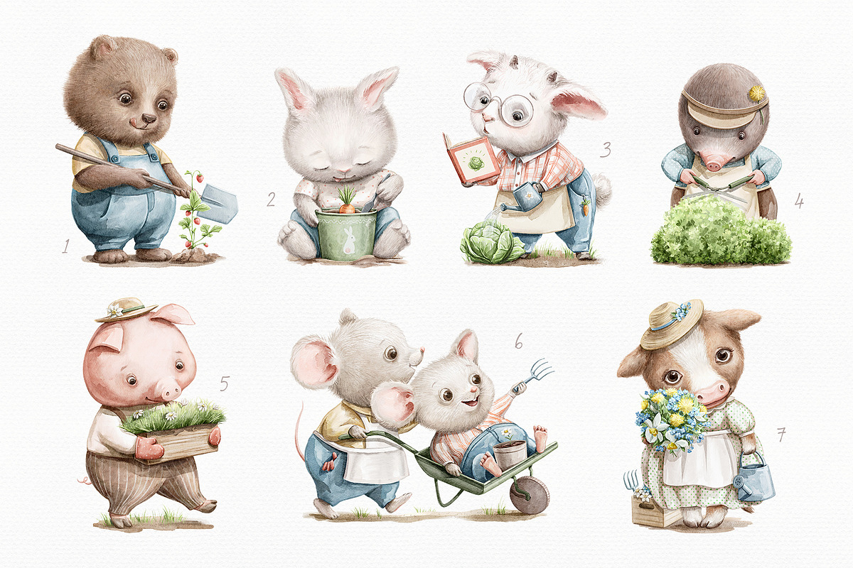 Cute gardeners, an Animal Illustration by Mimomy (Photo 2 of 5)