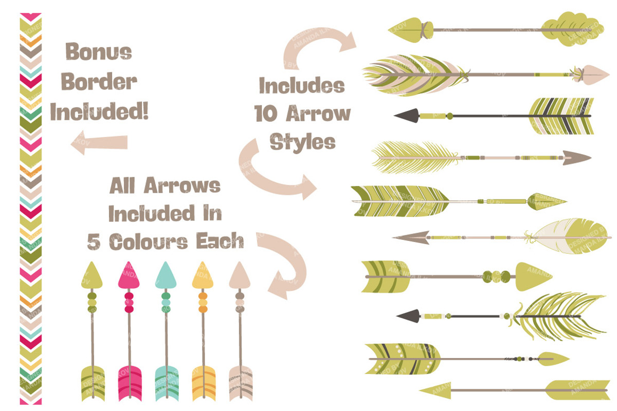 Bohemian Arrows Clipart & Vectors, an Illustration by Amanda Ilkov (Photo 2 of 4)