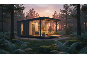 Modern minimalist cabin with glass, an Architecture Photo by Igor Tichonow