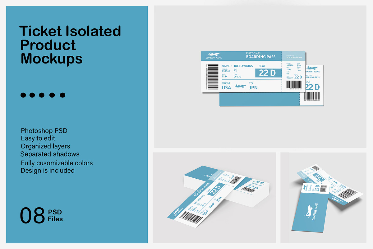 Ticket mockup isolated, a Product Mockup by mahhyud (Photo 1 of 9)