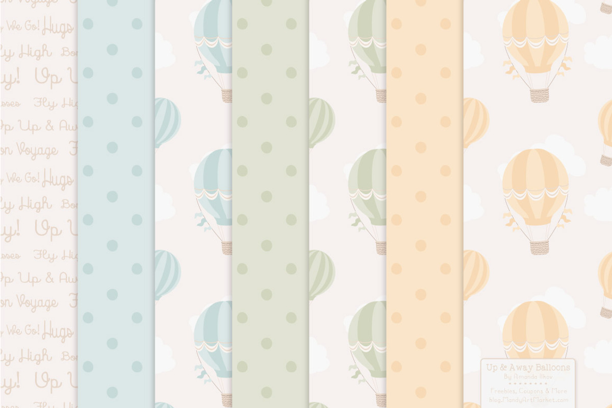 Pastel Hot Air Balloons & Patterns, an Illustration by Amanda Ilkov (Photo 5 of 5)