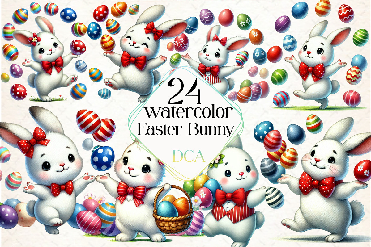 Easter Qute Bunny Clipart, an Illustration by DreamCafeArt (Photo 1 of 4)