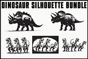 Dinosaur Silhouette Clipart Set, an Illustration by Gfx_Store (Thumbnail 1 of 7)