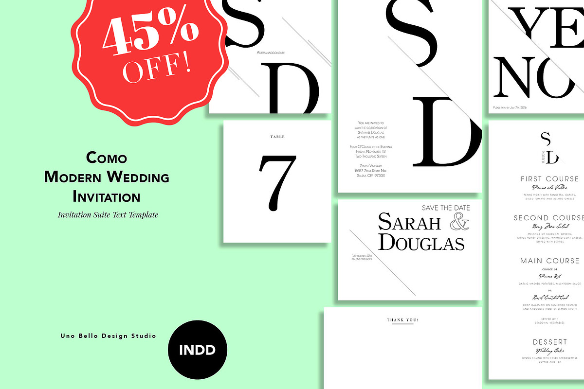 Como Modern Wedding Stationery, an Invitation Template by Uno Bello Design Studio (Photo 1 of 5)