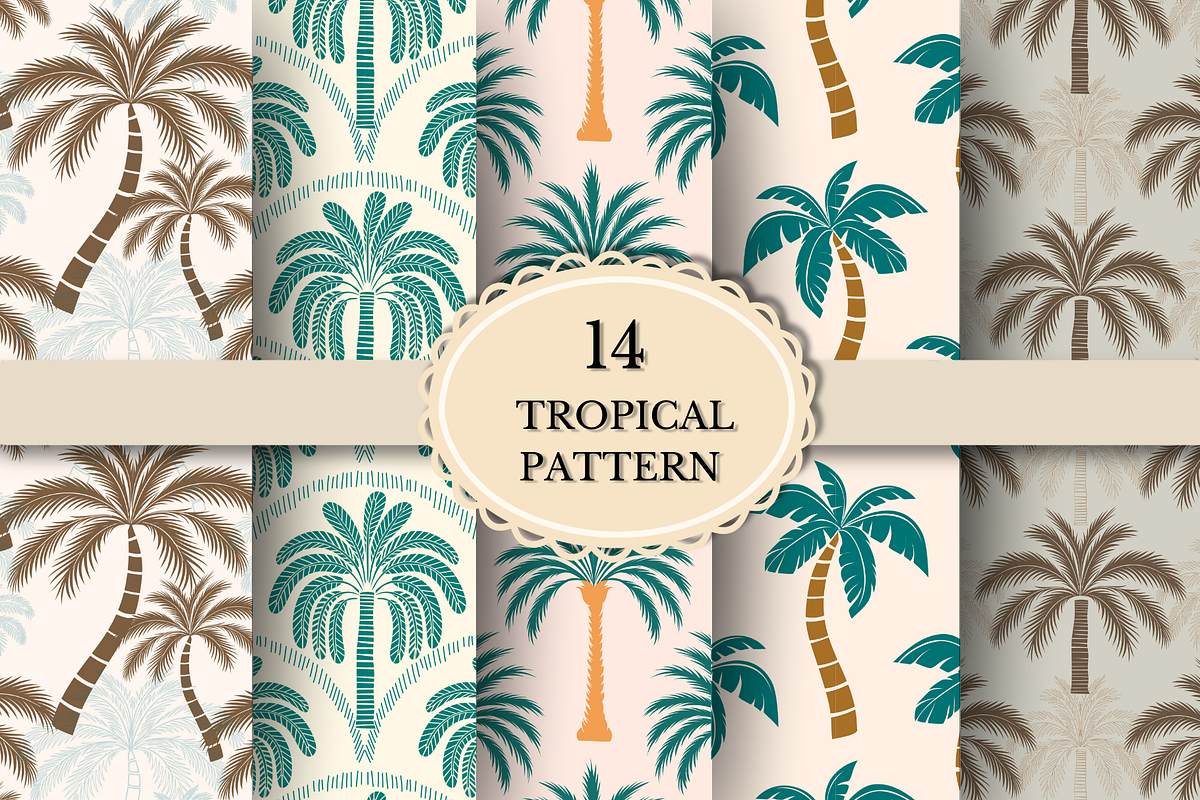 Tropical Palm Tree Seamless Patterns, a Pattern Graphic by wind mill